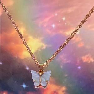 Light blue butterfly necklace